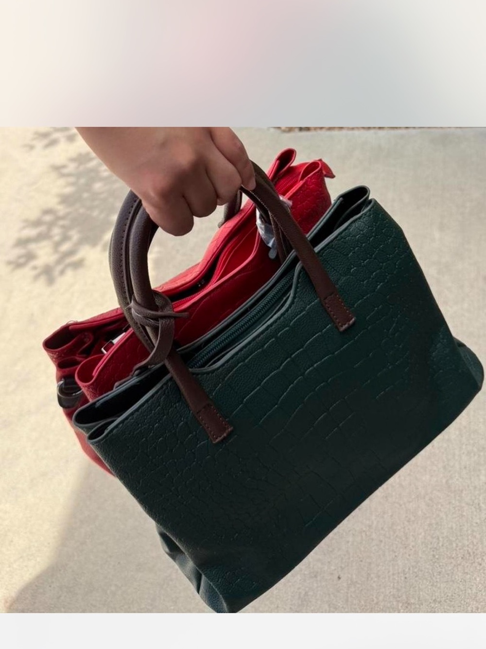 2 Elegant Crocodile-Embossed Handbag Crossbody Bags